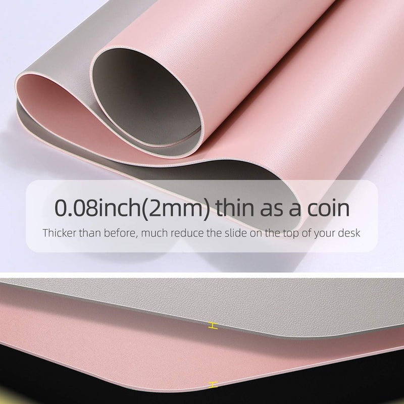 YSAGi Dual-Sided Desk Pad Protector, Desk Mat with Non-Slip - Waterproof PU Leather Office Desk Blotter for Mouse, Keyboard, Writing (23.6" x 13.7", Pink) - Image 5
